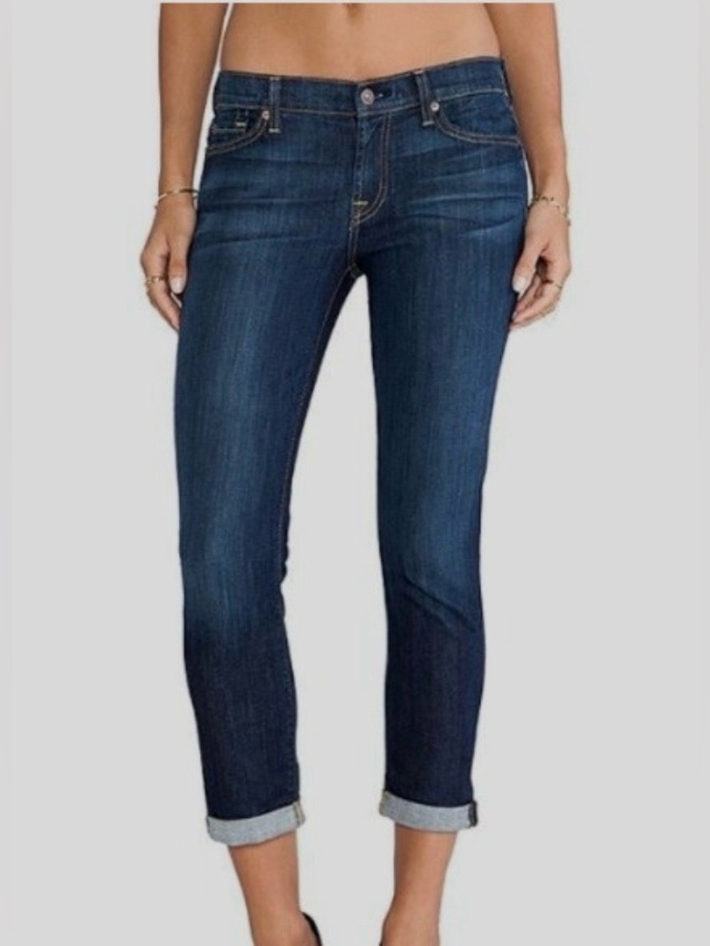 7 For All Mankind “The Skinny Crop & Roll” Jeans in Dark Blue Denim | Size 27